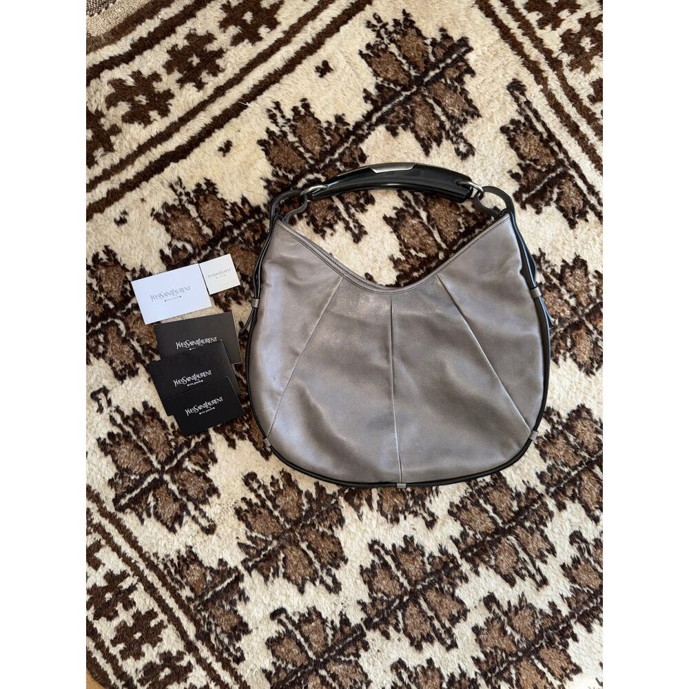 YVES SAINT LAURENT Tom Ford Mombasa Medium Leather Grey Y2K Shoulder bag Black - Picture 7 of 15